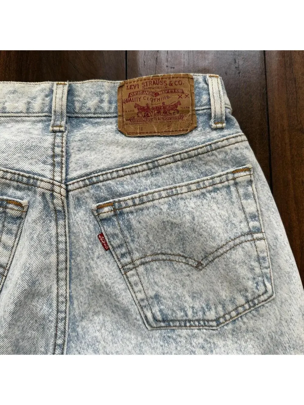 VTG 90s Levis 501 Button Fly 27x32 USA Tag Jeans Straight Wash Light X Act 25x30